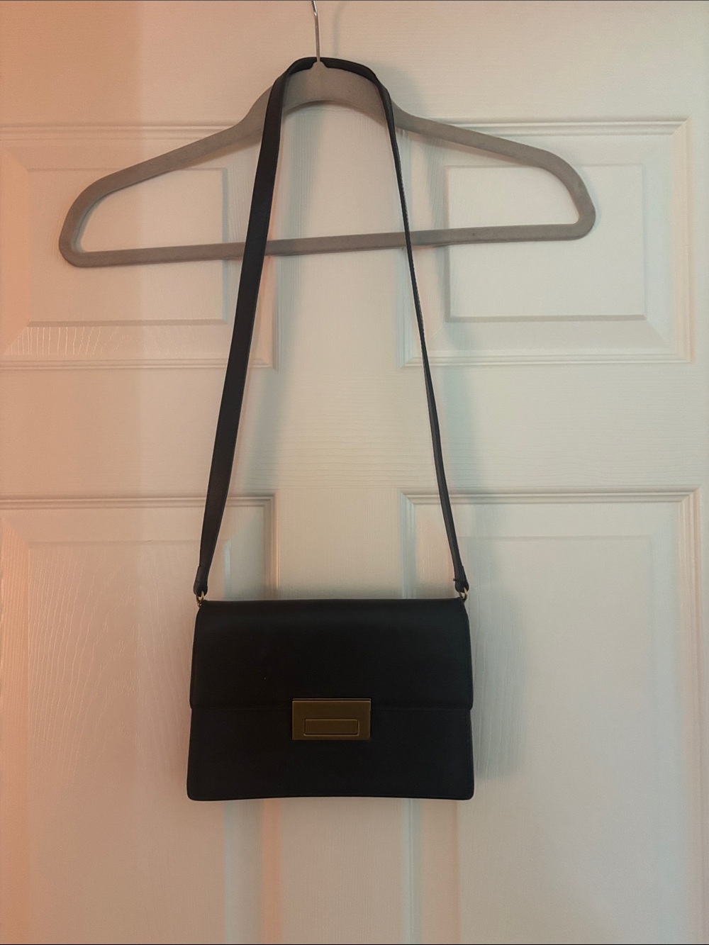 Loeffler Randall Black Leather Crossbody and Clutch with Gold Hardware